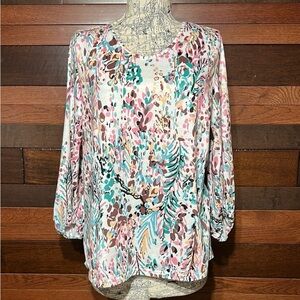 Colorful Floral Long Sleeve Women's Top
